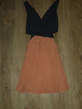 Anthropologie Lola Navy and Rust Two-Tone Dress
